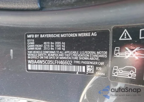 2020 BMW 430I xDrive из США, поврежденный, VIN WBA4W5C05LFH46602